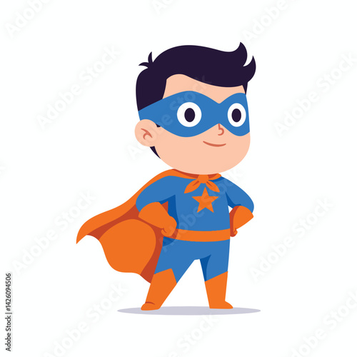 Cute Chibi Superhero Boy Standing Pose
