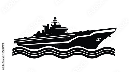 naval aircraft carrier silhouette ocean style