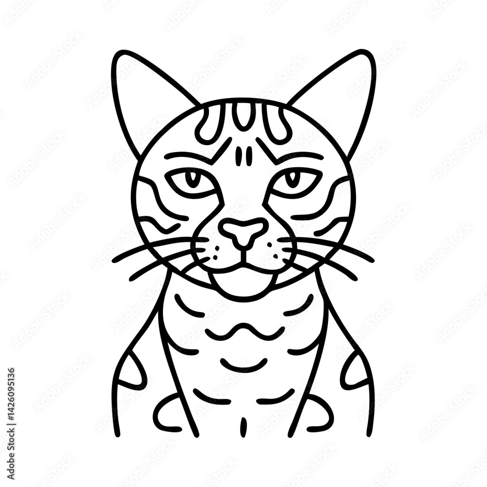 Obraz premium bengal cat icon, bengal cat line art - simple line art of bengal cat, perfect for bengal cat logos and icons