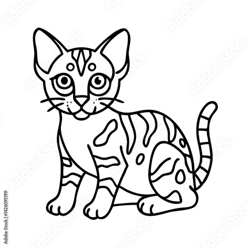 bengal kitten icon, bengal kitten line art - simple line art of bengal kitten, perfect for bengal kitten logos and icons