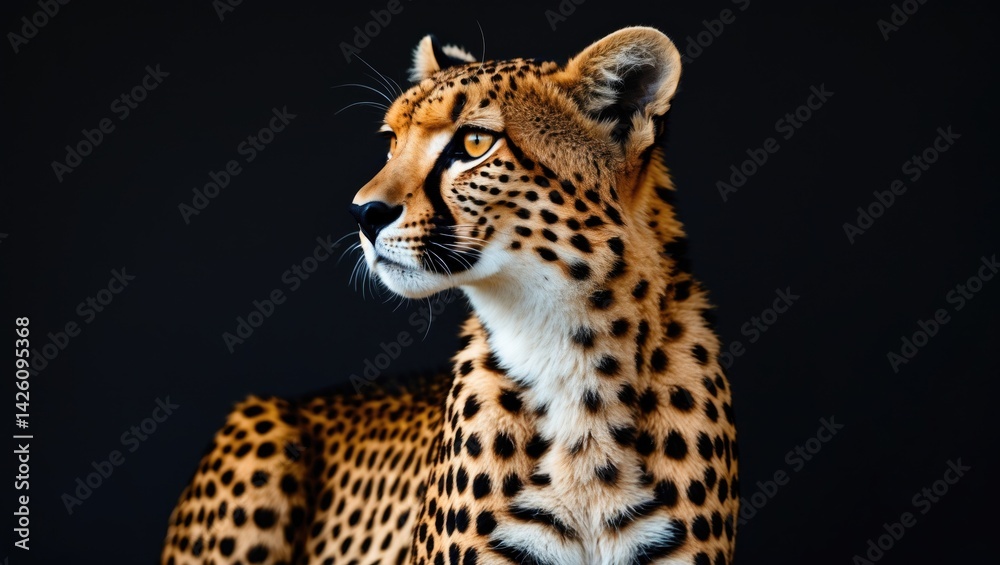 Obraz premium Close-up portrait of a cheetah against a plain background