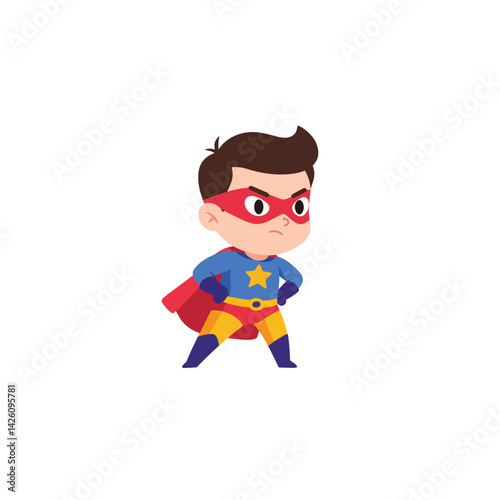 Cute Chibi Superhero Boy Standing Pose