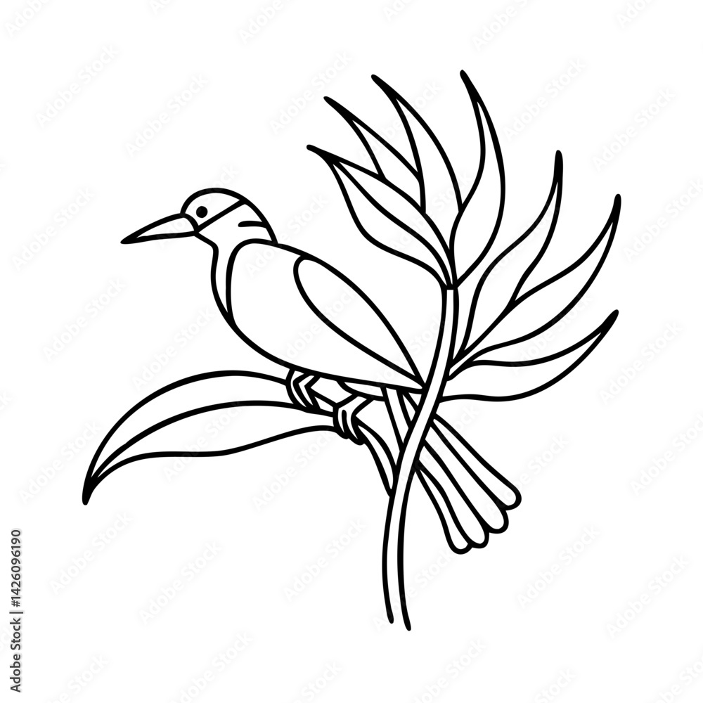 Obraz premium bird of paradise pose icon, bird of paradise pose line art - simple line art of bird of paradise pose, perfect for bird of paradise pose logos and icons