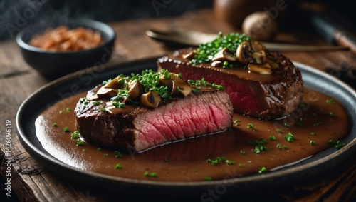 Ribeye Beef Steak with Mushroom Sauce photo