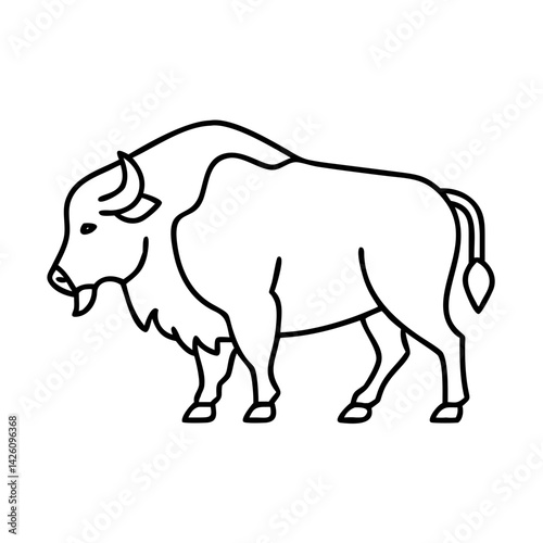 bison icon, bison line art - simple line art of bison, perfect for bison logos and icons