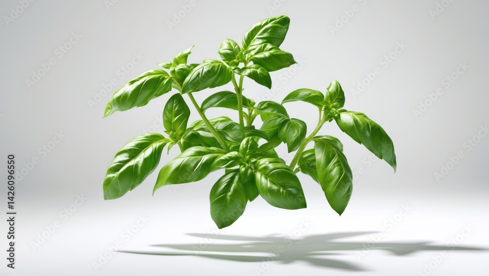 Isolated flying fresh basil on background, clipping path Isolated flying fresh basil on background, clipping path