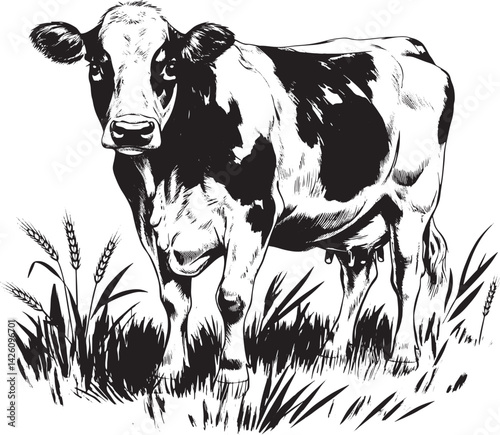 black and white cow