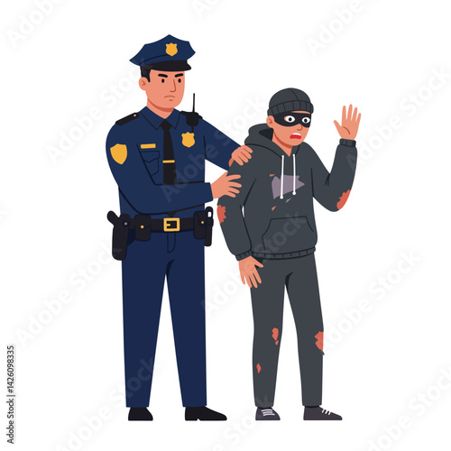 Police Officer Arresting Suspect Illustration