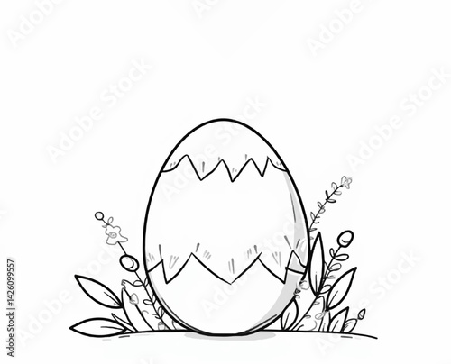 vector illustration of easter egg children coloring page 