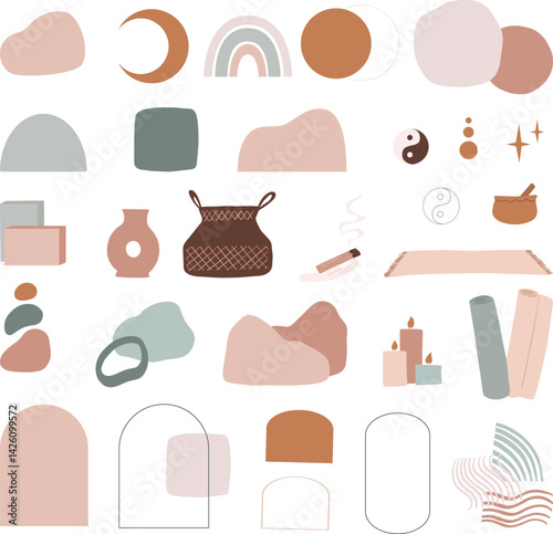 set of meditations items clipart