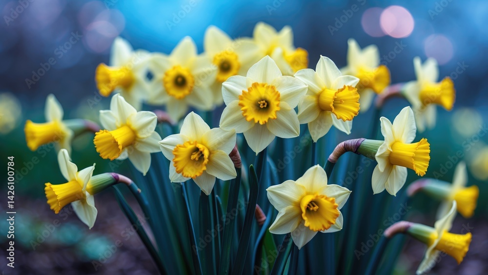 Vibrant Daffodil blooms beautifying gardens Vibrant Daffodil blooms beautifying gardens