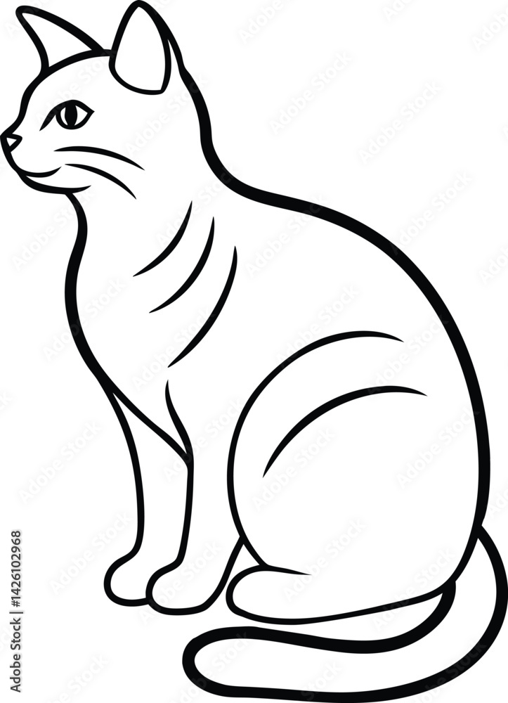 Obraz premium Cat Silhouettes Line Art Minimalist Feline Poses Vector Set Illustration