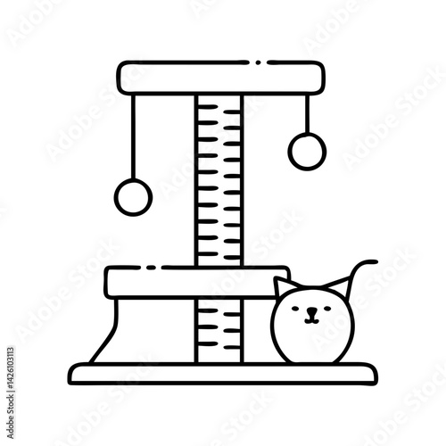 cat scratching post icon, cat scratching post line art - simple line art of cat scratching post, perfect for cat scratching post logos and icons