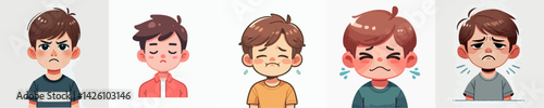 set vector people with Mouth closed with reluctant expression