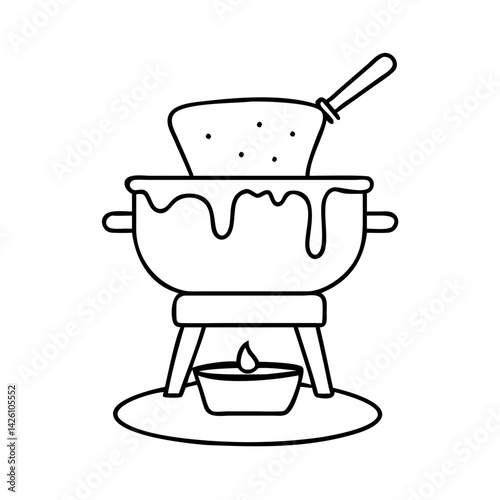 chocolate fondue pot icon, chocolate fondue pot line art - simple line art of chocolate fondue pot, perfect for chocolate fondue pot logos and icons