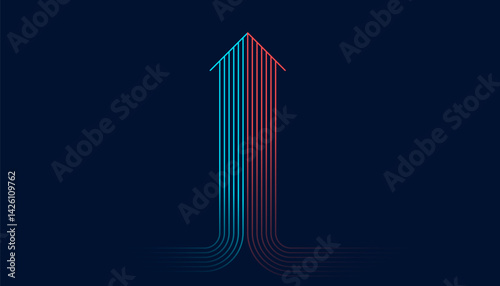 Growing graph icon from lines. Business investment to success. financial data graph strategy. Technology background. High speed.