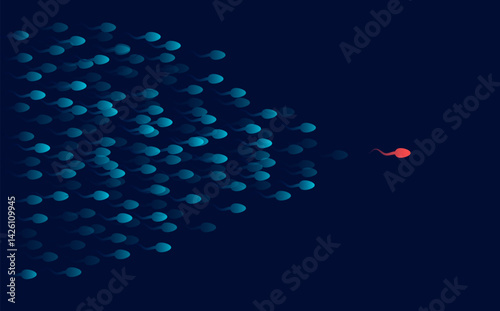 The sperm cell leader on blue background