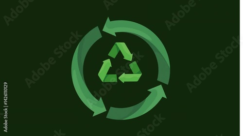 Recycling Arrow Sign with green background