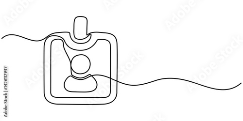 continuous line drawing employee identification card illustration vector, Continuous one line drawing employee identification card illustration. Vector ID one line card, Business ID Card Continuous. 