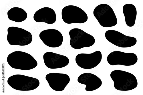 Abstract organic shape round form set. Liquid organic blob curve shape figure. Empty speech bubbles. Abstract liquid bubble, wavy different form. Vector illustration isolated on white background.