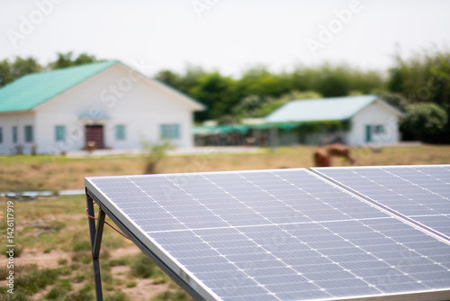 Wallpaper Mural Solar cells with blur nature background, save the power Torontodigital.ca