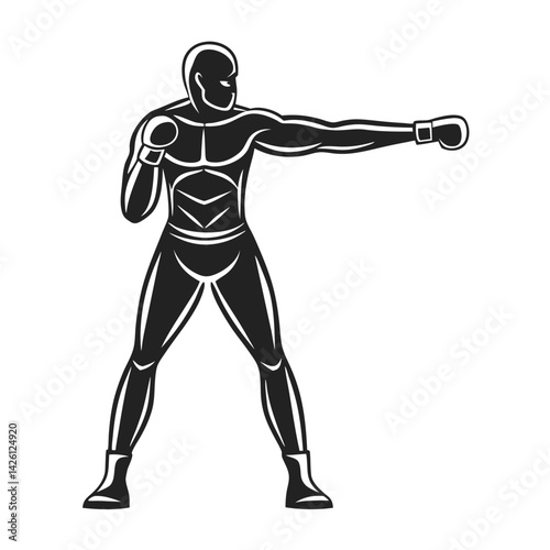 Minimalist Boxer in Motion Silhouette for Combat Sports Promotion