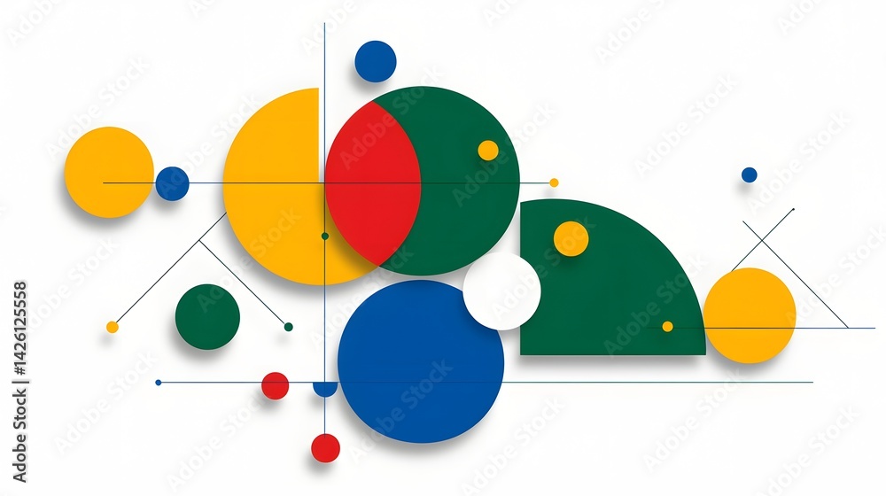 Obraz premium Abstract Geometric Shapes in Bright Colors on White Background for Modern Art Designs