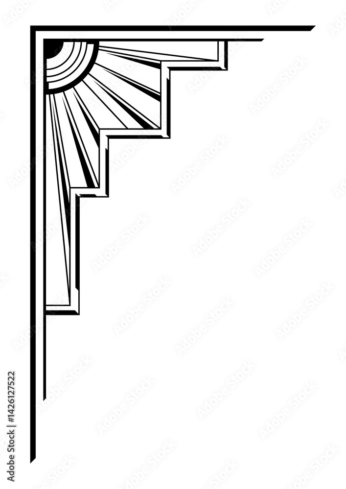 Corner in art nouveau style. Decorative geometric element.