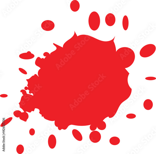 Black splattered ink, like blood,Ink drops and splashes. Blotter spots, liquid paint drip drop splash and ink splatter. Artistic dirty grunge abstract spot vecto
