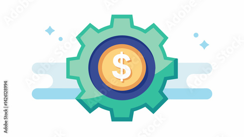 A gear with a dollar sign on it highlighting the profitdriven nature of some student loan servicers.. Vector illustration
