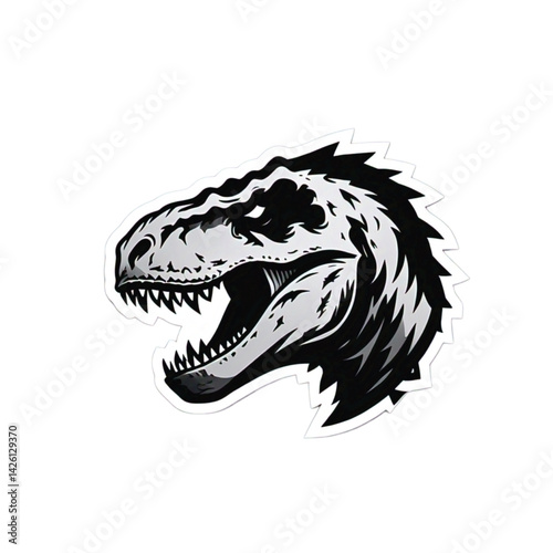 Roaring T. Rex Head Silhouette Logo – Minimalist Vector, Bold Black on White