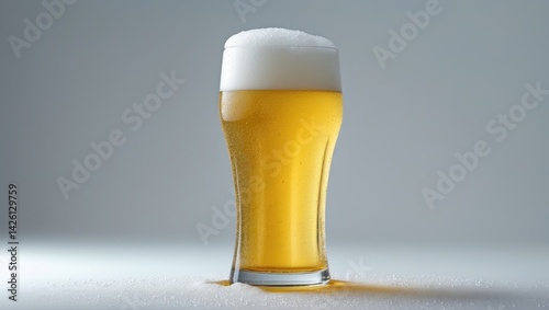 Chilled lemon-flavored craft beer in a glass on a white background