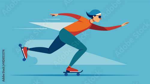 Precision is key as the outgoing skater aims for the perfect hand position ensuring a seamless transfer of momentum.. Vector illustration