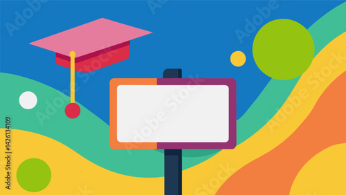 A blank sign against a colorful background represents the weight of the unknown for students entering the workforce with looming student loans.. Vector illustration