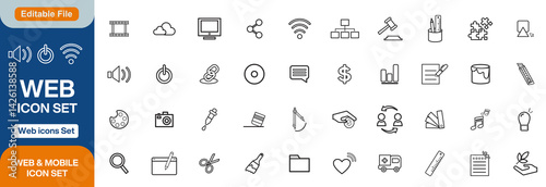 Web & App design icon set. ui ux line icon, user interface icon set collection.