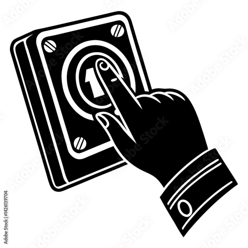 Finger pressing button in touchscreen interface icon