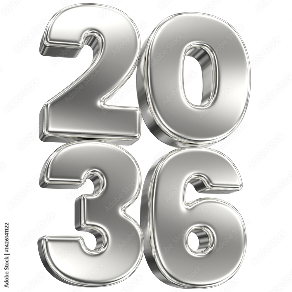 Happy New Year, Number 2036 3D Render Happy New Year, Number 2036 3D Render