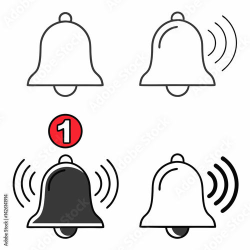 black silhouette notification bell ring icon