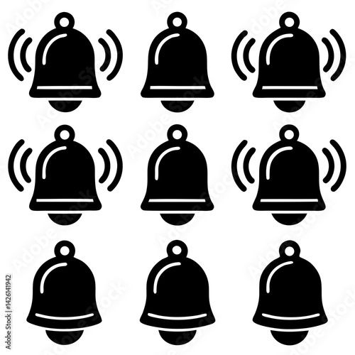 bell icons alert notification black silhouette