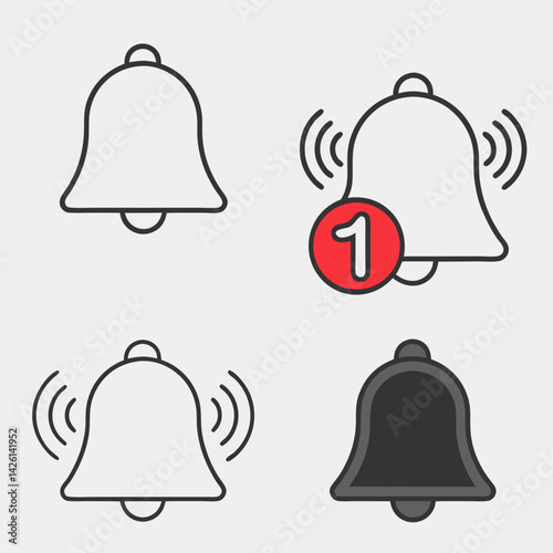 notification bell icons modern black silhouette