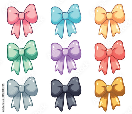 Vector ribbon set. Ribbons in soft pastel colors, for packaging and holiday design, on a white background