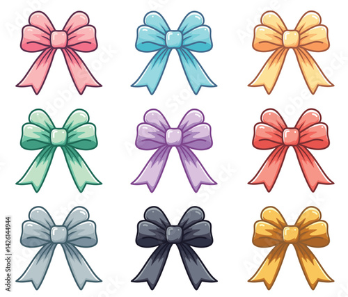 Vector ribbon set. Ribbons in soft pastel colors, for packaging and holiday design, on a white background