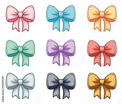 Vector ribbon set. Ribbons in soft pastel colors, for packaging and holiday design, on a white background