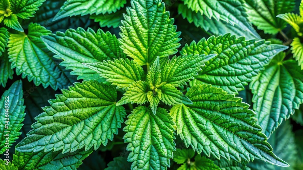 Stinging Nettle Texture: Close-Up Top View Macro Photography Background Stinging Nettle Texture: Close-Up Top View Macro Photography Background