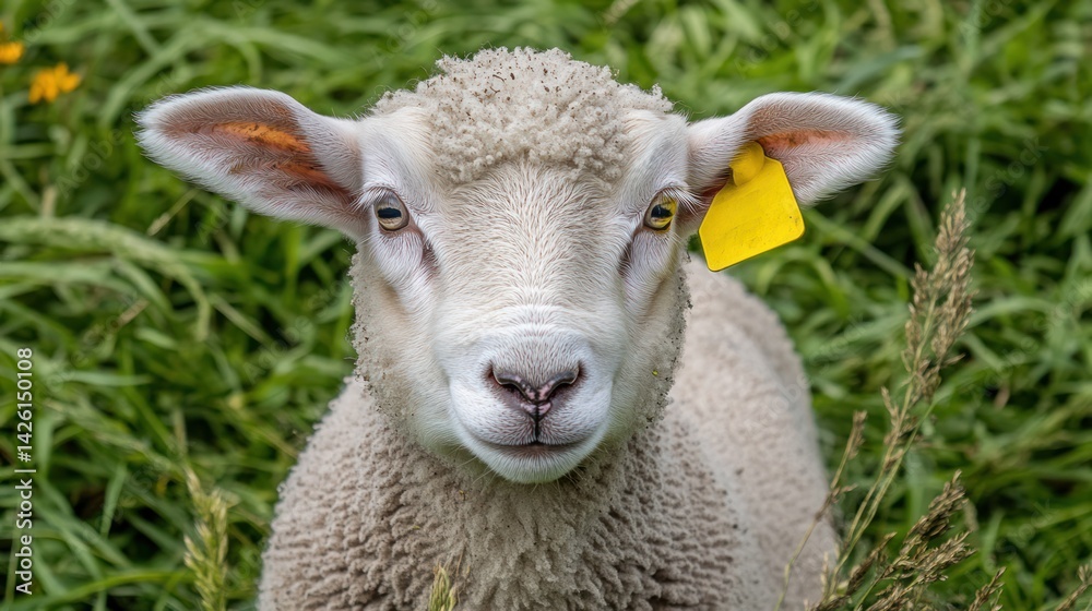 Obraz premium Sheep grazing pasture field farm animal agriculture