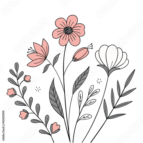 Vector illustration of Seamless With Flowers Leaves And Decorative Elements Perfect For Spring or Summer Design inspired art