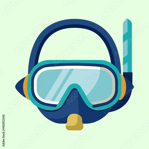 Illustration of a colorful snorkel and mask set for diving and swimming