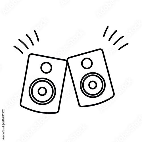 icon of speakers with rhythm line art