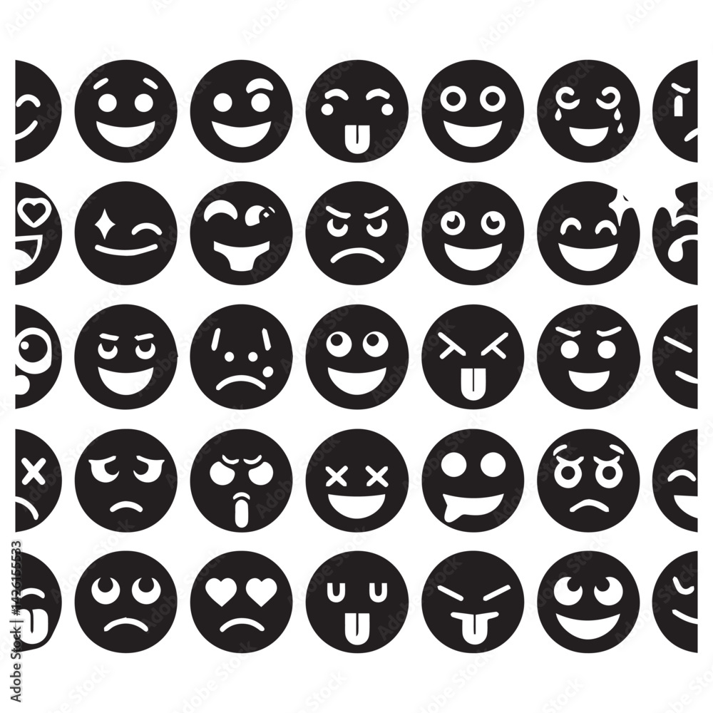 create emoji Silhouette Vector with white background create emoji Silhouette Vector with white background