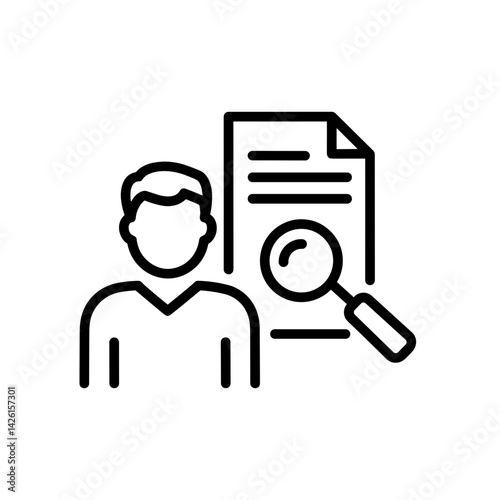 Auditor reviewing document with magnifying glass  